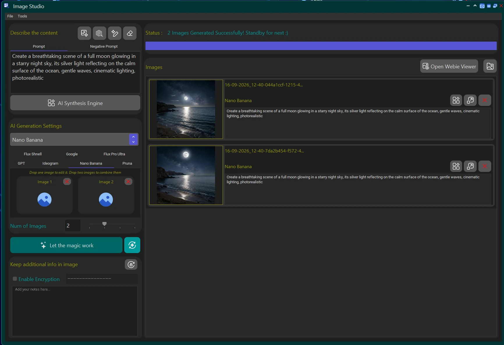 Εργαλείο Image Studio / Image Generator της Webie